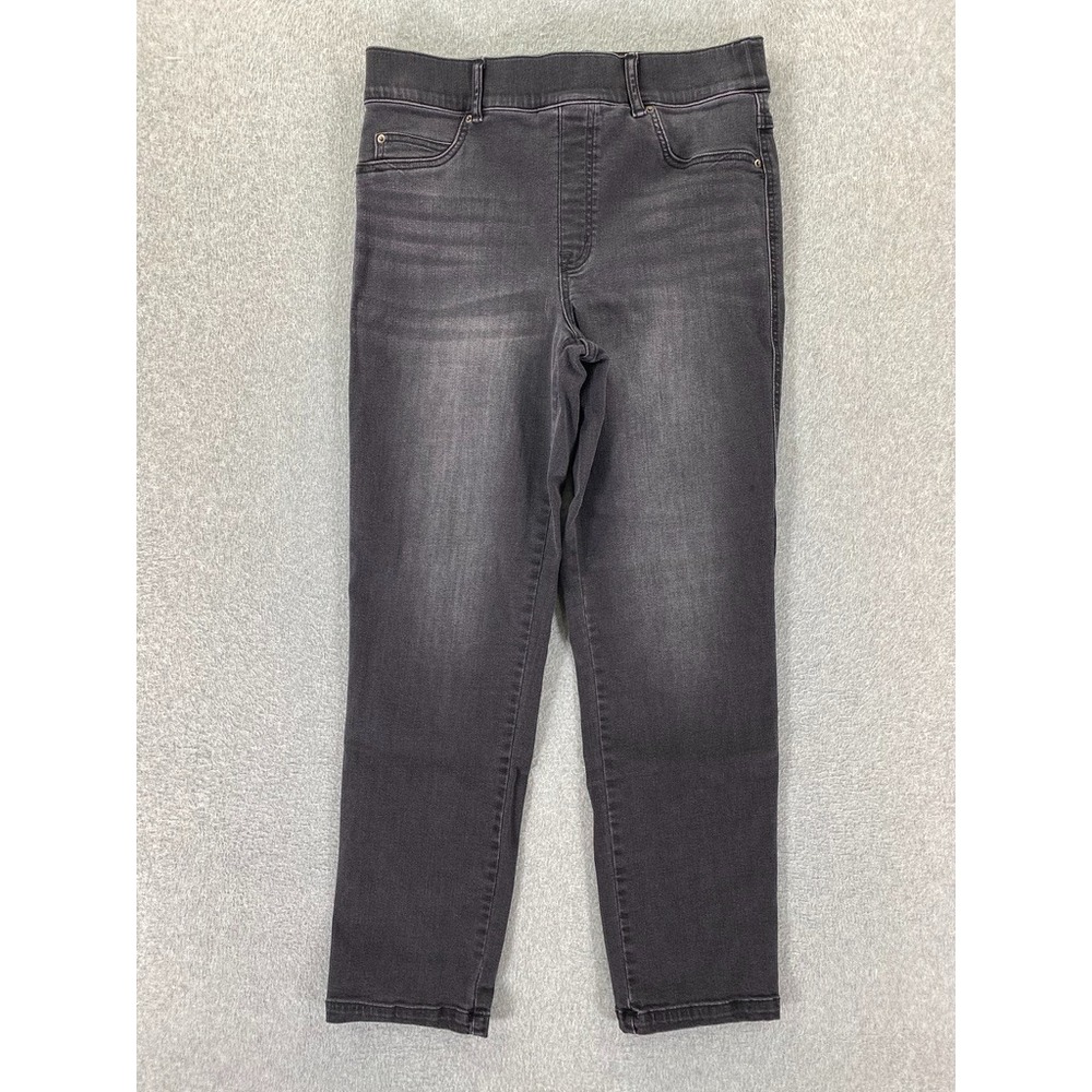 Spanx Ankle Skinny Jeans Women's Large Black Tapered Pull On Stretch‎ (30x27)